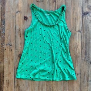 Old Navy green and black polka dot tank top